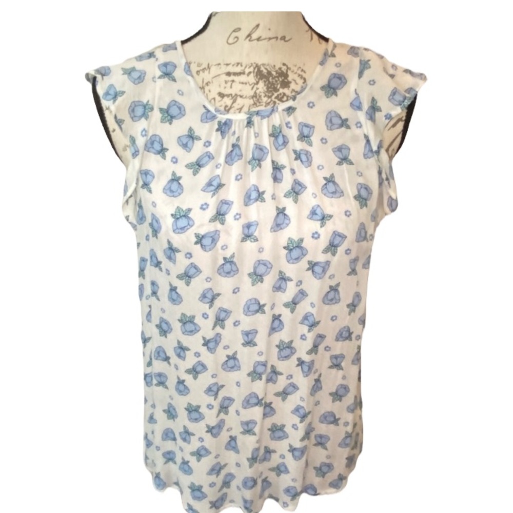 Aeropostale Cottagecore Floral Sleeveless‎ Blouse Light Weight Dainty Flowers
